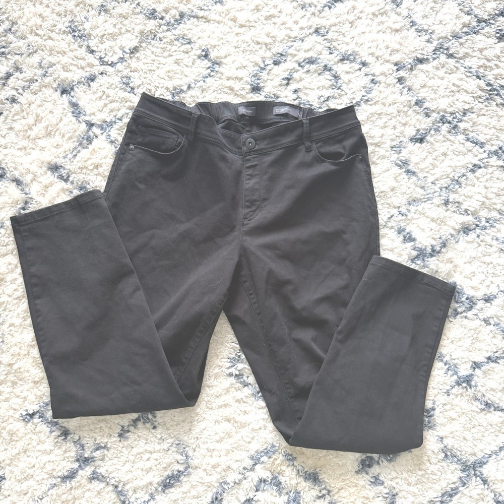 J. Jill Denim Slim Ankle Pants‎ Women 16 Black Authentic Fit Elastic Waist